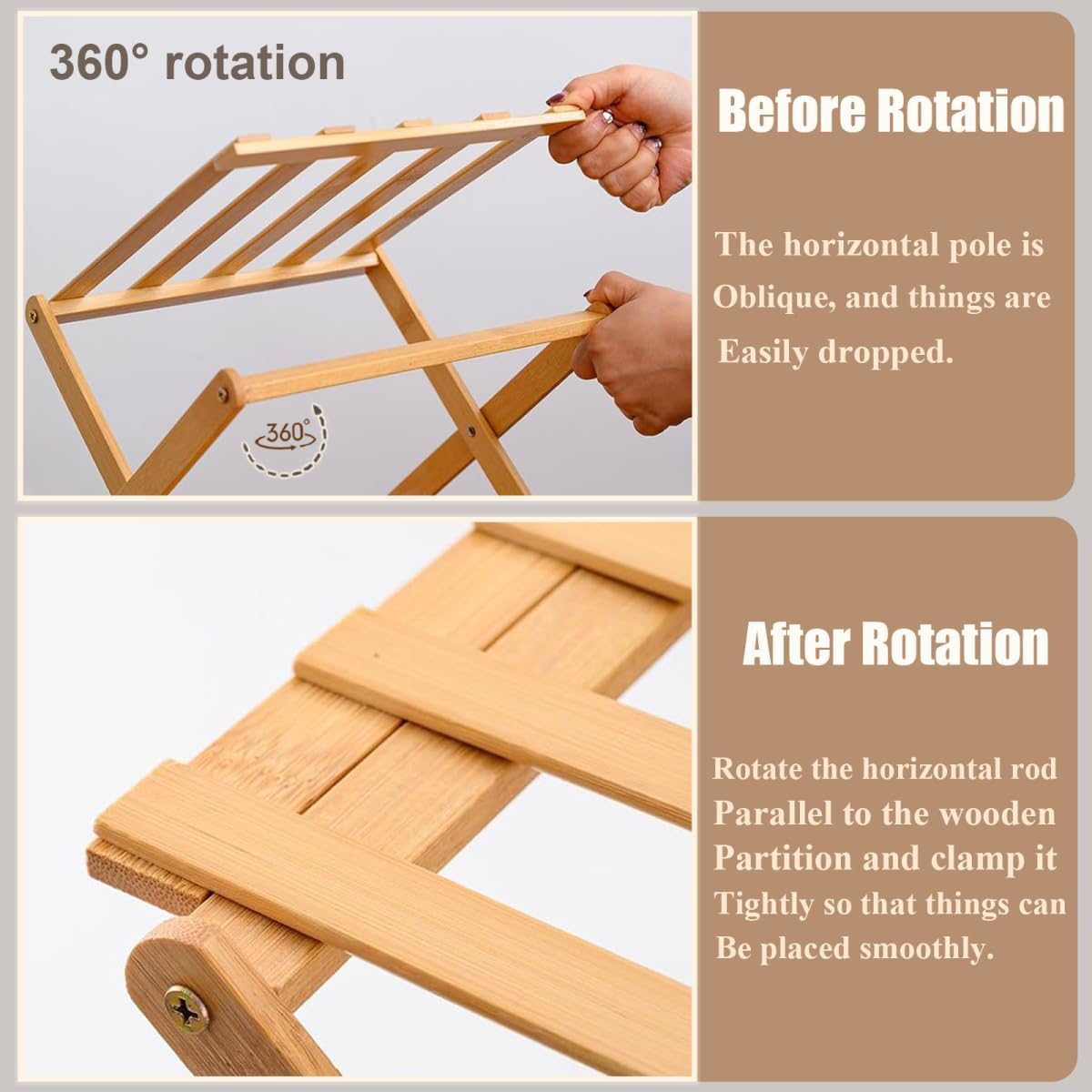 5 Tier Bamboo Shoe Rack (SA2510-053) Storage Organizer Apricot