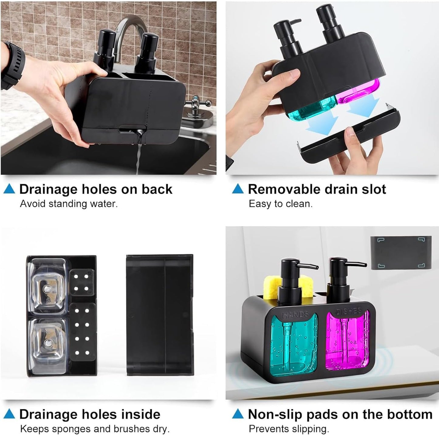 4-in-1 Kitchen Soap Dispenser Set (SA2510-012) cutlery holder Apricot