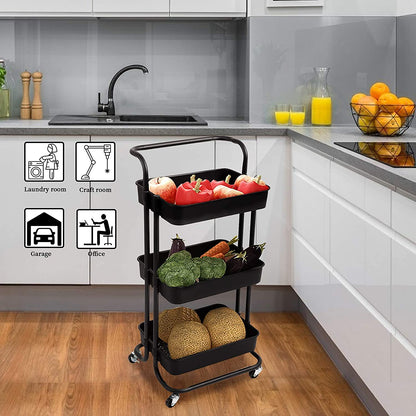 3-Layers Multi-function Trolley Storage Organizer(15262) Storage Organizer Apricot