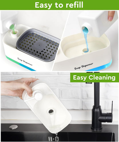 2 in 1 Premium Dishwashing Soap Pump Dispenser and Sponge Holder (SA2510-011) cutlery holder Apricot