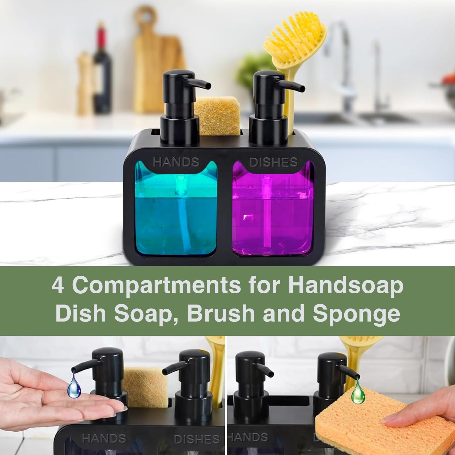 4-in-1 Kitchen Soap Dispenser Set (SA2510-012) cutlery holder Apricot