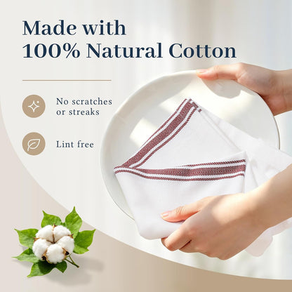 100% Cotton Kitchen Towels & Napkins 6 Pack- RED Apricot