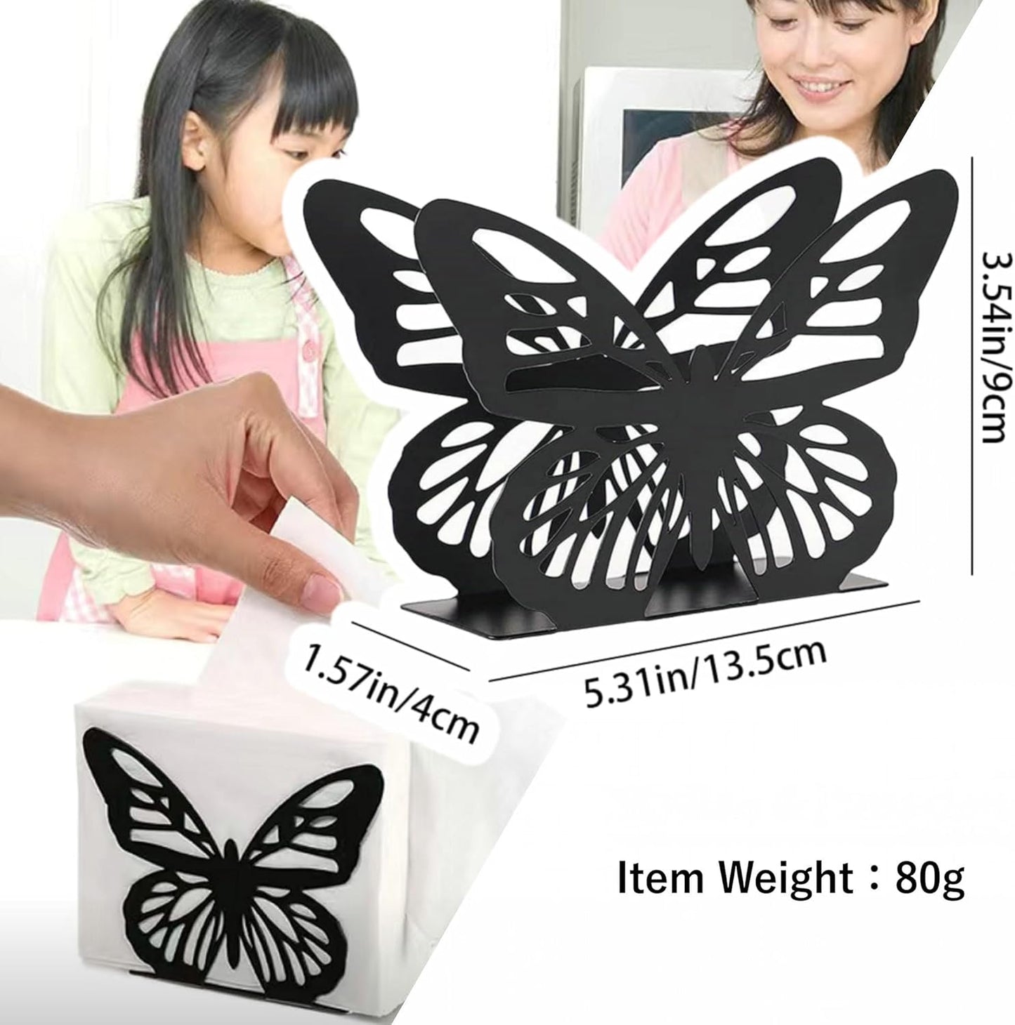 Metallic Napkins & Tissue Holder-Butterfly(SA2408-129) Tissue Box Apricot