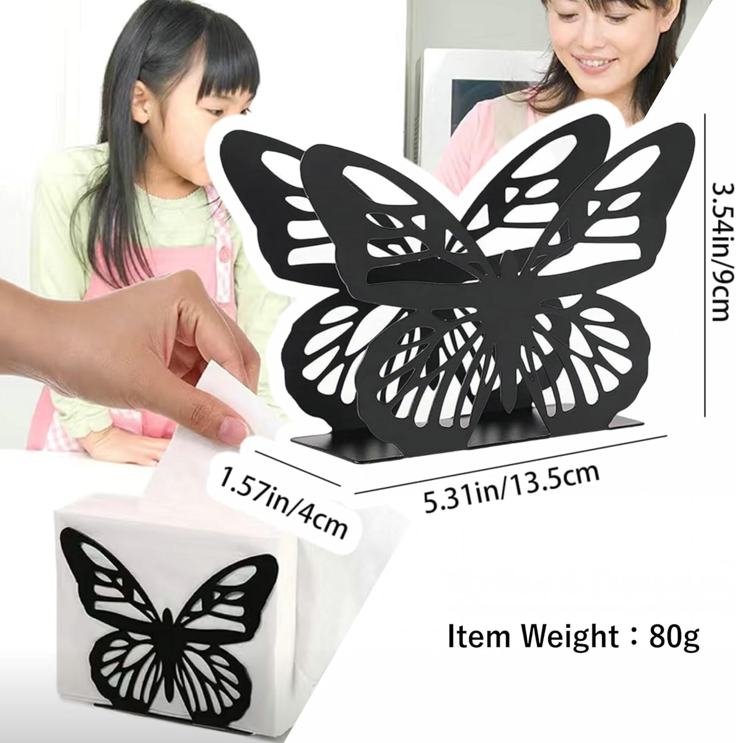 Metallic Napkins & Tissue Holder-Butterfly(SA2408-129) Tissue Box Apricot