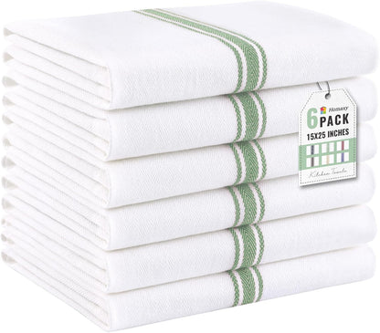 100% Cotton Kitchen Towels & Napkins 6 Pack- MINT Apricot