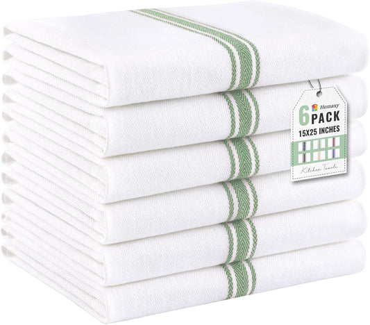 100% Cotton Kitchen Towels & Napkins 6 Pack- MINT Apricot