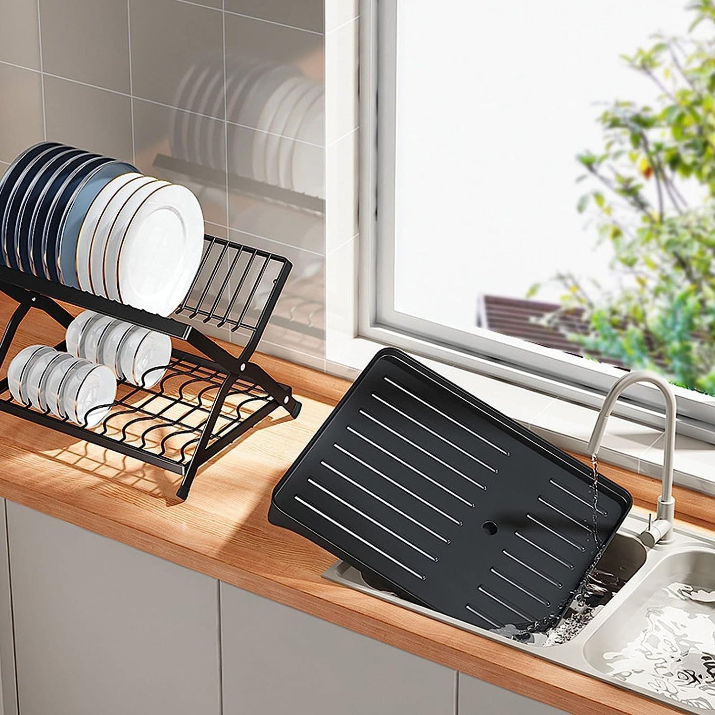 2-Tier Foldable Dish Drying Rack (SA2510-046) Dish Rack Apricot