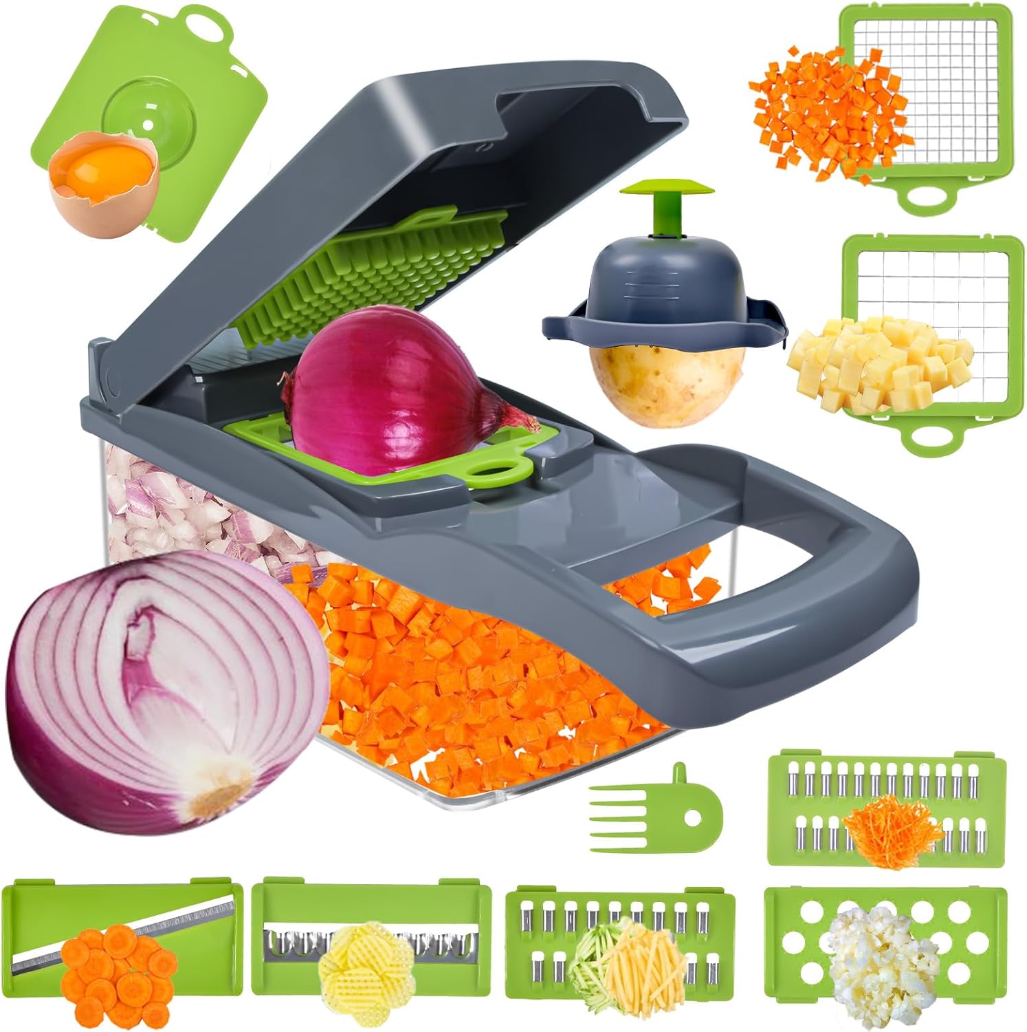 14PCs Multi-functional Food Chopper with Large Container-SA2411-48 Spice and sugar Jar Apricot