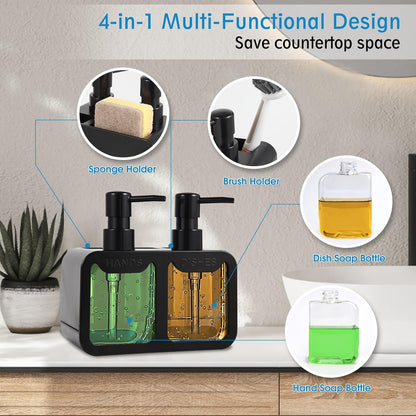 4-in-1 Kitchen Soap Dispenser Set (SA2510-012) cutlery holder Apricot
