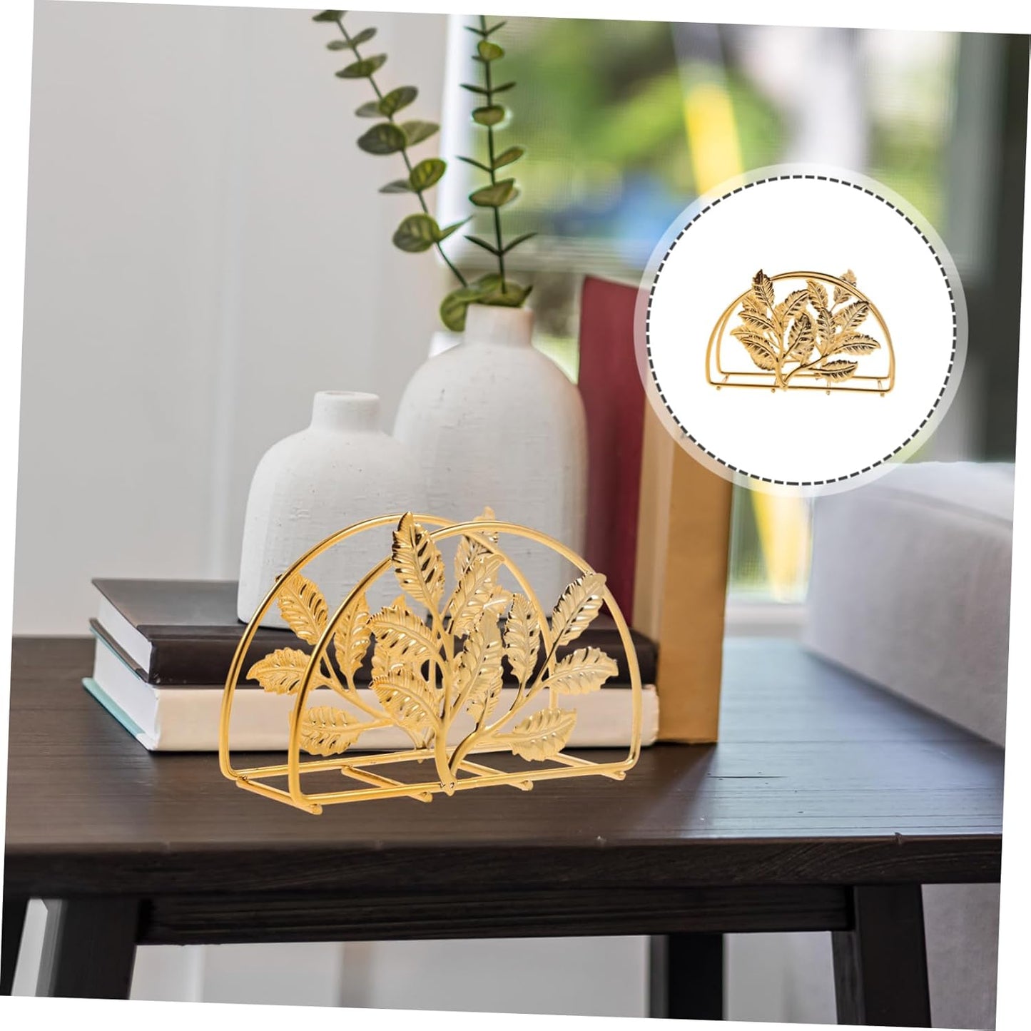 Metallic Napkins & Tissue Holder-Wheat(SA2408-133) Tissue Box Apricot