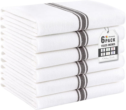 100% Cotton Kitchen Towels & Napkins 6 Pack- GREY Apricot