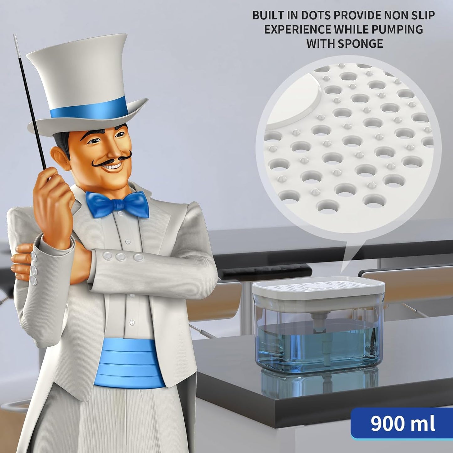 2 in 1 Premium Dishwashing Soap Pump Dispenser and Sponge Holder (SA2510-011) cutlery holder Apricot