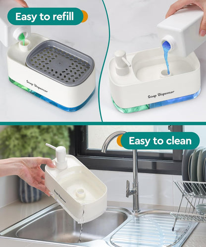 3-in-1 Hand and Dish Soap Dispenser (SA2510-013) cutlery holder Apricot