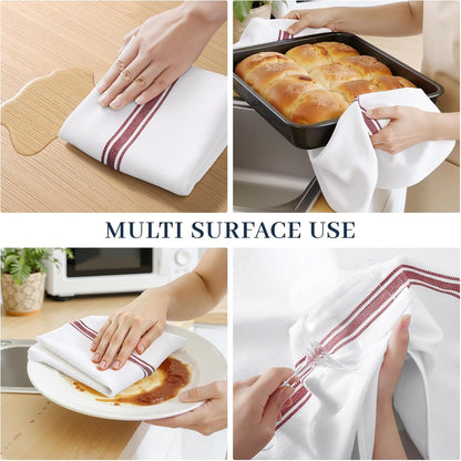 100% Cotton Kitchen Towels & Napkins 6 Pack- RED Apricot