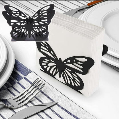 Metallic Napkins & Tissue Holder-Butterfly(SA2408-129) Tissue Box Apricot