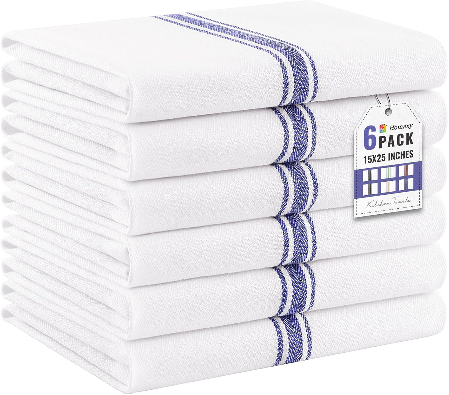100% Cotton Kitchen Towels & Napkins 6 Pack- BLUE Apricot
