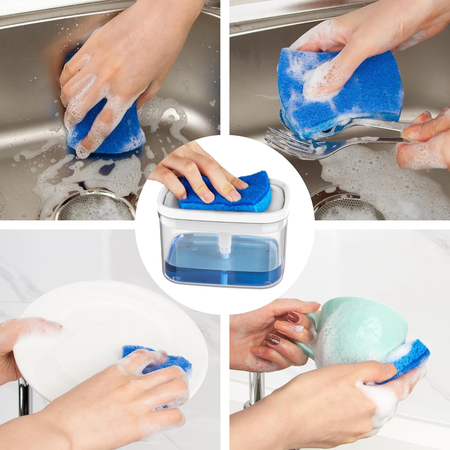 2 in 1 Premium Dishwashing Soap Pump Dispenser and Sponge Holder (SA2510-011) cutlery holder Apricot