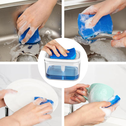 2 in 1 Premium Dishwashing Soap Pump Dispenser and Sponge Holder (SA2510-011) cutlery holder Apricot