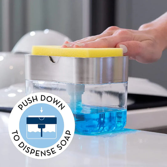 2 in 1 Premium Dishwashing Soap Pump Dispenser and Sponge Holder (SA2510-011) cutlery holder Apricot