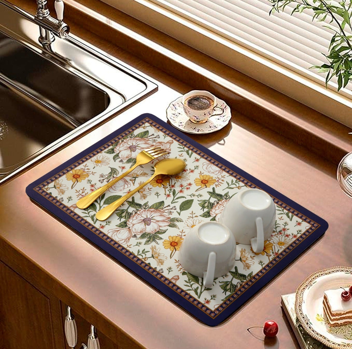 Anti Slip Dish Drying Mat-14243 Daisy Rugs Apricot   