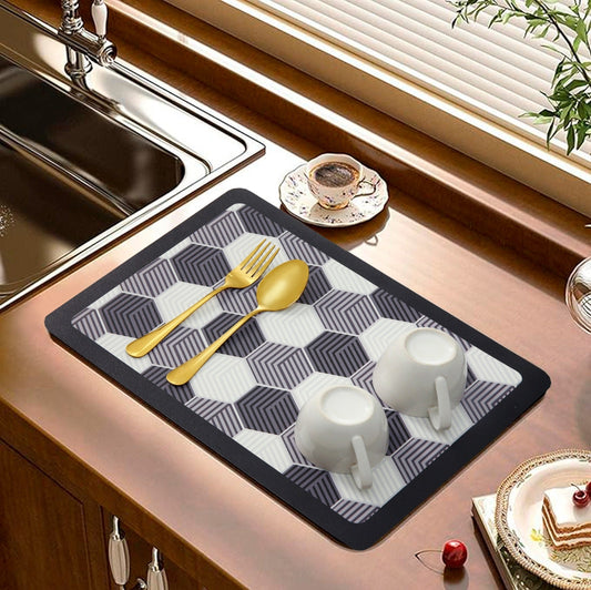 Anti Slip Dish Drying Mat- 5763 Hexagonal Rugs Apricot   