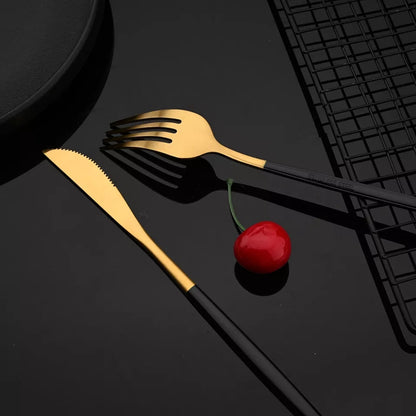 Black/Golden (4406)24 PCs Premium Steel Cutlery Set Cutlery Set Apricot   