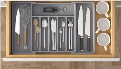 8 Compartments Extended Cutlery Utensil Adjustable Tray (SA2510-071) Apricot