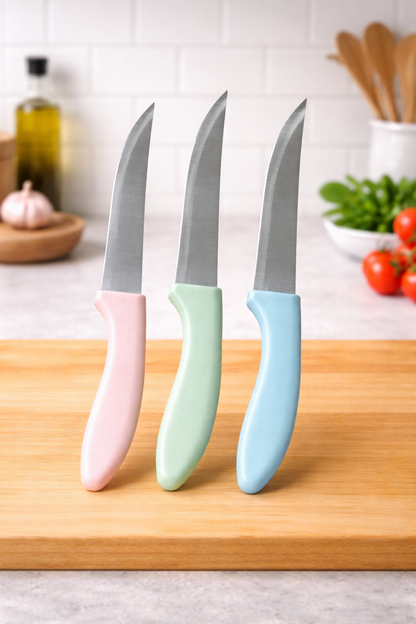 3Pcs Knife Set with Steel Blades-(SA2412-05) Apricot