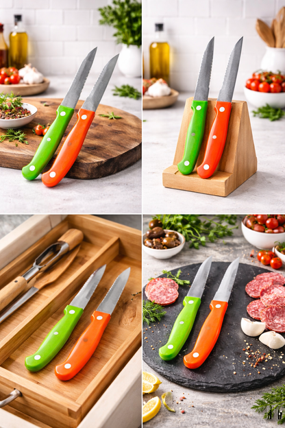 6Pcs Knife Set with Steel Blades-(SA2412-04) Apricot