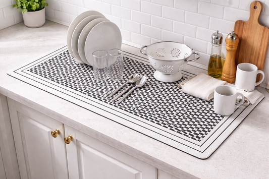 AntiSkid Dish Drying Heat & Water Protector Mat-SA-2553-2((Black Dots) Rugs Apricot