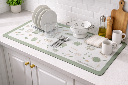 AntiSkid Dish Drying Heat & Water Protector Mat-SA-2553-Cooking Untensils Rugs Apricot