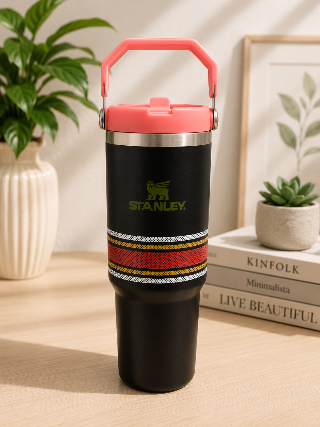 Stanley Quencher H2.0 FlowState™ Tumbler 40 OZ-900ML- Orange(stripes) Tumbler Apricot