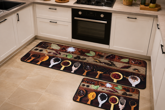 Premium Padded Anti slip Kitchen Mat Set- Utensils Rugs Apricot