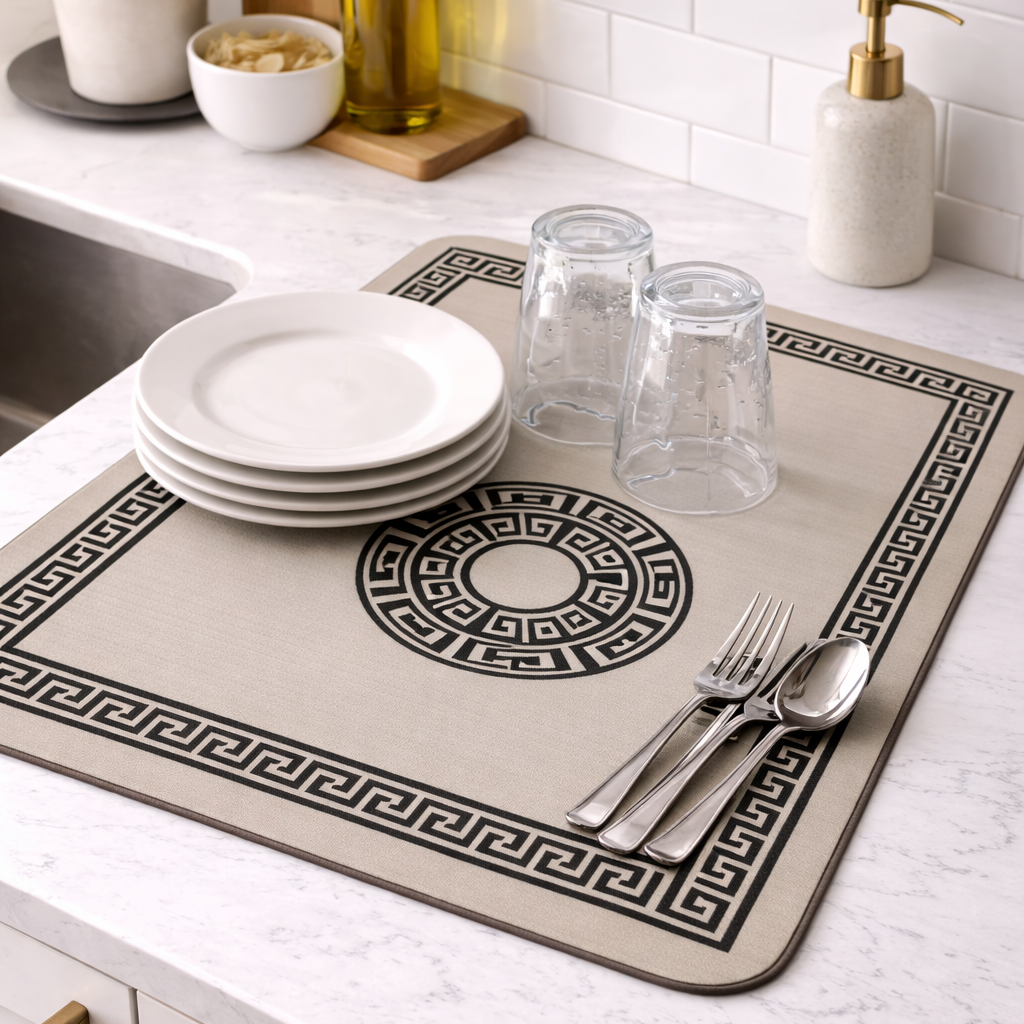 Anti Slip Dish Drying Mat-Versace Rugs Apricot