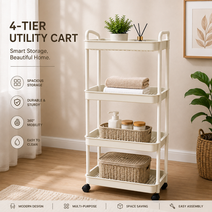 4-Layers Multi-function Trolley Storage Organizer(5295) Storage Organizer Apricot