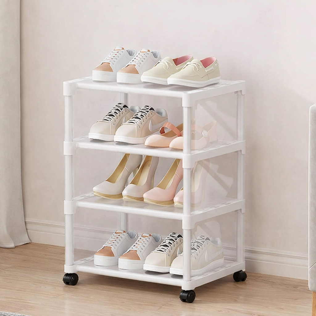 4-layer Household Rotating Shoe Rack (SA2510-104) Storage Organizer Apricot
