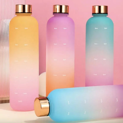 Colorful Gradient Steel Cover with Time Scale Water bottle 5466Pink Over Orange  Apricot   