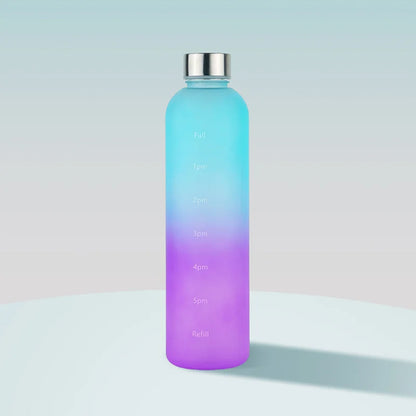 Colorful Gradient Steel Cover with Time Scale Water bottle 5467Orange Over Green  Apricot   