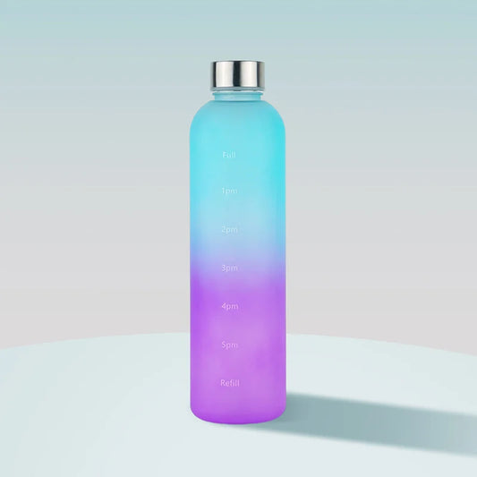 Colorful Gradient Steel Cover with Time Scale Water bottle 5467Orange Over Green  Apricot   