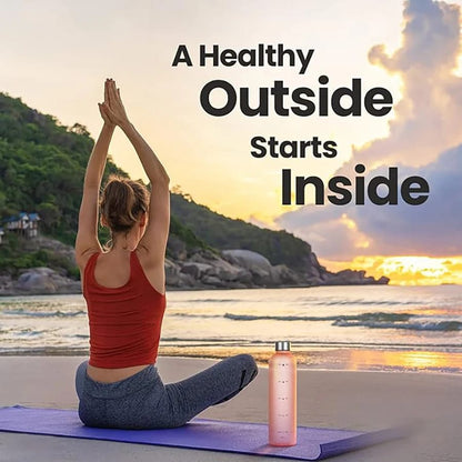 Colorful Gradient Steel Cover with Time Scale Water bottle 5468Turquoise Over Purple  Apricot   