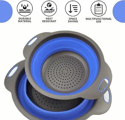 Collapsible Silicone Drain water bucket-Blue(Large) Apricot