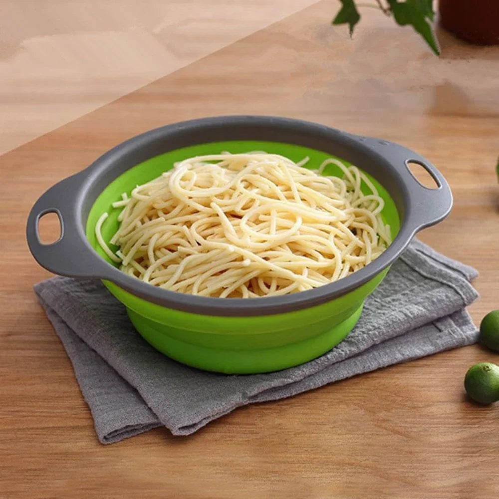 Collapsible Silicone Drain water bucket-Green(Large) Apricot