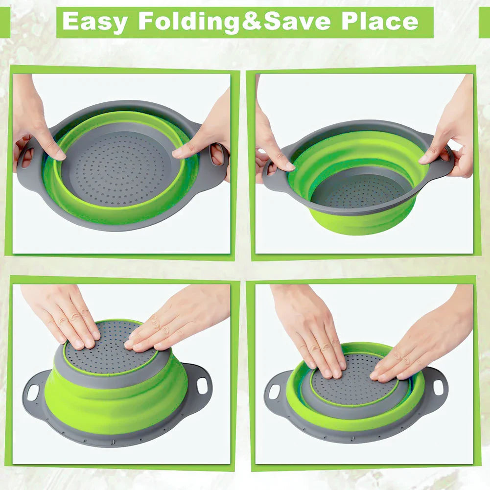 Collapsible Silicone Drain water bucket-Green(Large) Apricot