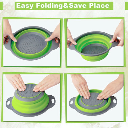 Collapsible Silicone Drain water bucket-Green(Large) Apricot