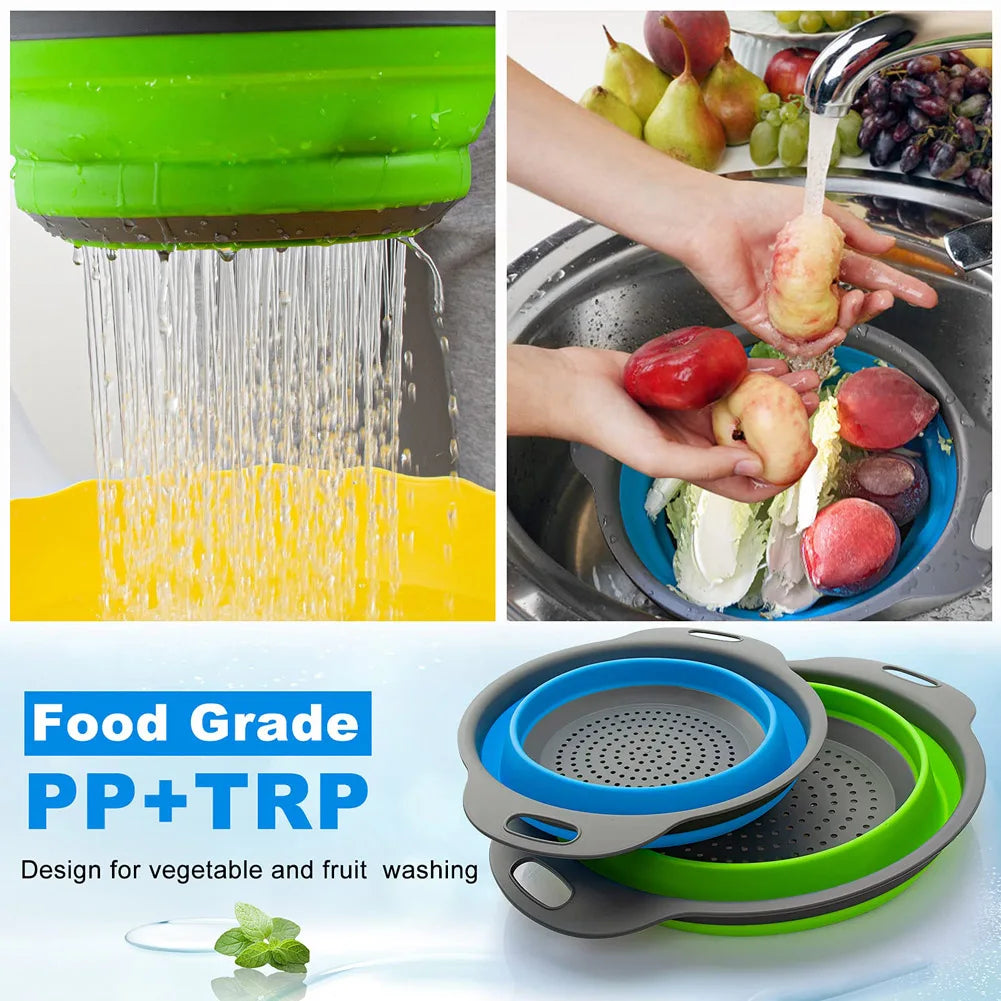 Collapsible Silicone Drain water bucket-Green(Large) Apricot