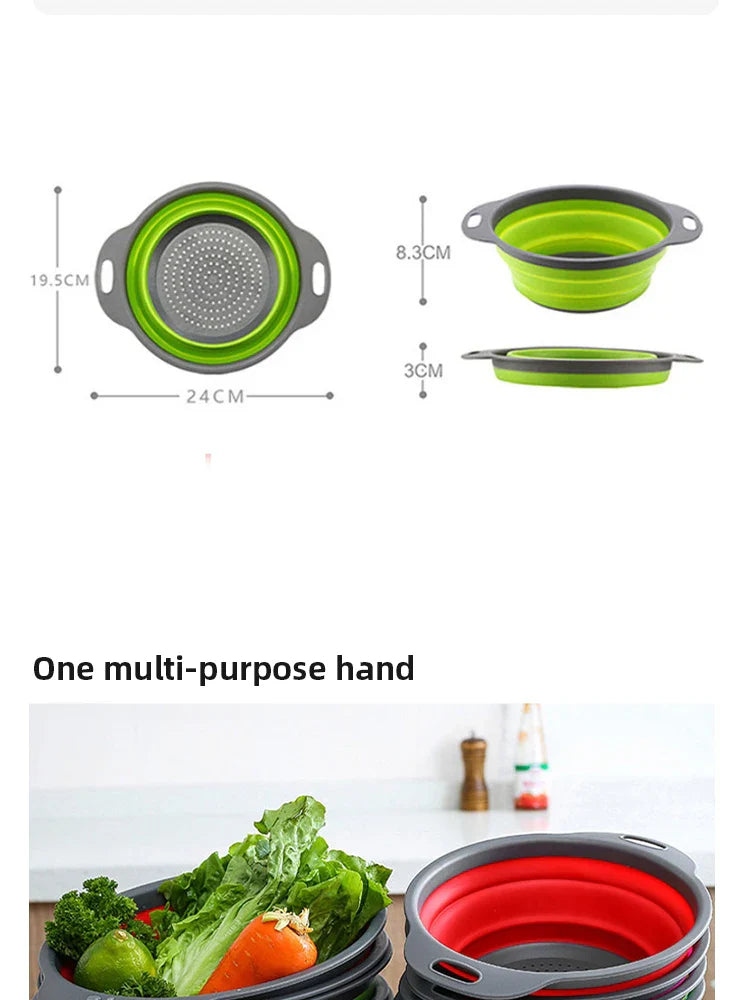 Collapsible Silicone Drain water bucket-Green(Large) Apricot