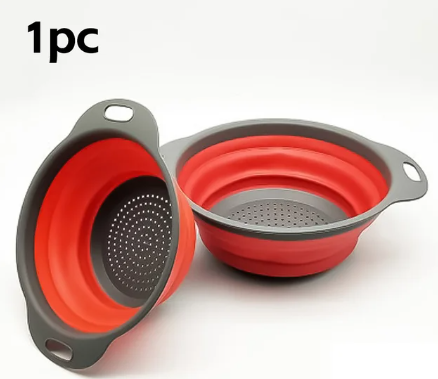 Collapsible Silicone Drain water bucket-Red(Large) Apricot