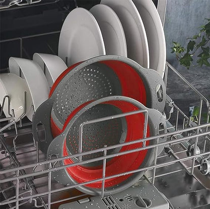 Collapsible Silicone Drain water bucket-Red(Large) Apricot