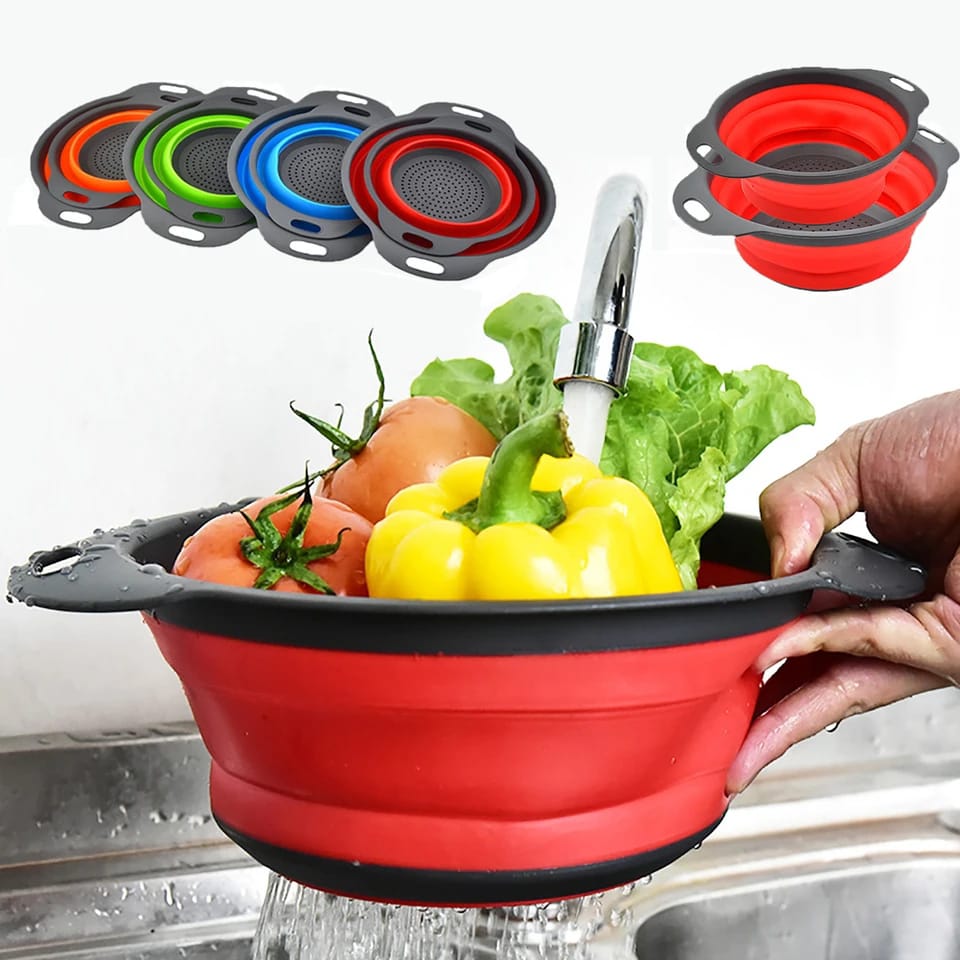 Collapsible Silicone Drain water bucket-Red(Large) Apricot