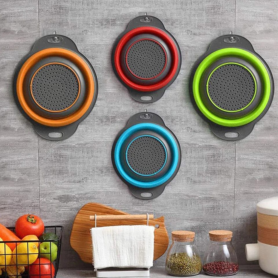 Collapsible Silicone Drain water bucket-Red(Large) Apricot